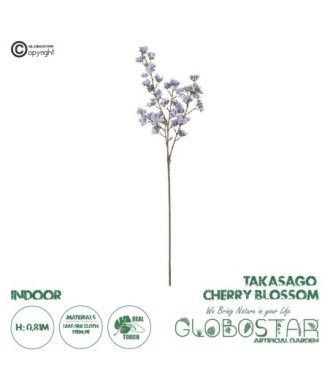 GloboStar® Artificial Garden TAKASAGO CHERRY BLOSSOM 21294 Τεχνητό Διακοσμητικό Κλαδί Λιλά Κερασιάς Μ25 x Π10 x Υ81cm